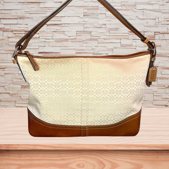 Coach Signature E/W White Sand Mini Signature Canvas Duffle...
